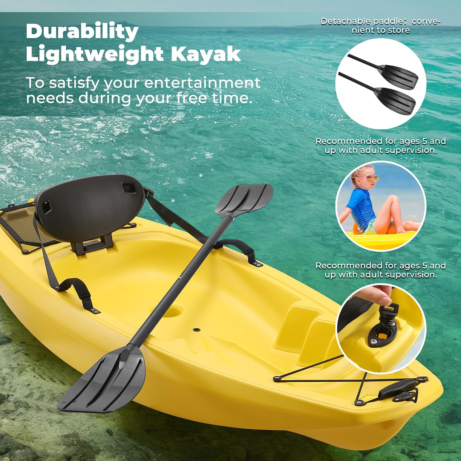 Kayak with Paddle 6.5 FT Recre - Fishing Kayak Paddle review and price